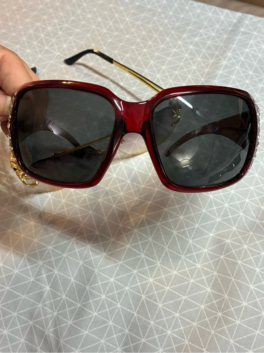 2 Pair Flashy Gold Rhinestone Sunglasses